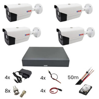 Kit supraveghere 4 camere Rovision oem Hikvision 4 in 1 full hd, 2MP, 2.8mm, DVR Pentabrid 4 canale, 1080N H.264+, accesorii si HDD [1]