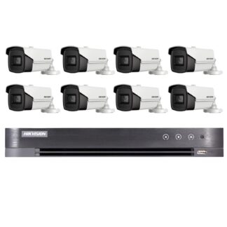 Kit Supraveghere - Sistem de supraveghere video Hikvision 8 camere 8MP 4 in 1 IR 80m, DVR 8 canale 4K 8MP