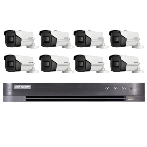 Sistem de supraveghere video Hikvision 8 camere 8MP 4 in 1 IR 80m, DVR 8 canale 4K 8MP [1]