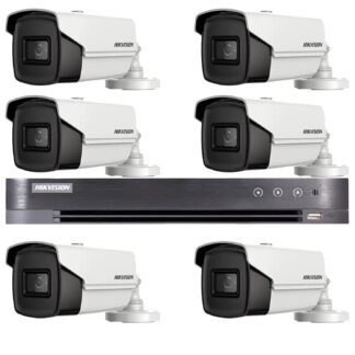 Kit supraveghere Hikvision - Sistem supraveghere video Hikvision 6 camere 4 in 1, 8MP, 3.6mm, IR 80m, DVR 8 canale 8MP 4K