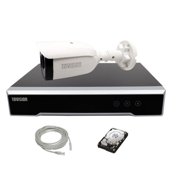 Sistem de supraveghere Rovision IP PoE 1 camera exterior Full HD, IR 30m, lentila 3.6mm, NVR 4 canale PoE, PatchCord UTP CAT 5E 18m, hard disk [1]