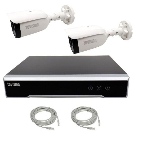 Sistem de supraveghere Rovision 2 camere IP PoE exterior, Full HD, IR30m, NVR PoE 4 canale, accesorii [1]