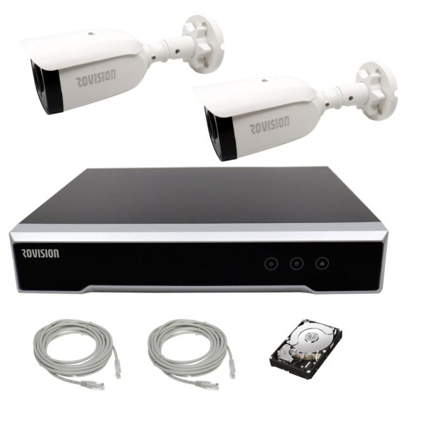 Sistem de supraveghere Rovision 2 camere IP PoE exterior, Full HD, IR30m, NVR PoE 4 canale, accesorii, hard [1]