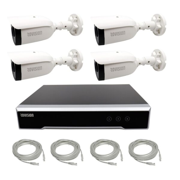 Sistem de supraveghere video 4 camere IP PoE Rovision Full HD exterior, 3.6mm lentila, IR 30m, NVR PoE 4 canale, accesorii montaj [1]