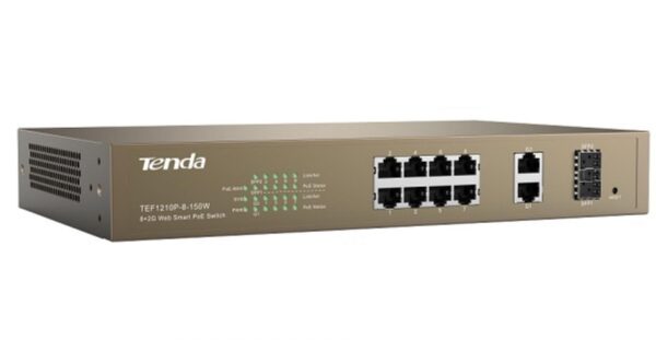 Switch Tenda TEF1210P-8-150W, 8 porturi 10/100Mbps  + 2 Gigabit Web Smart Poe [1]