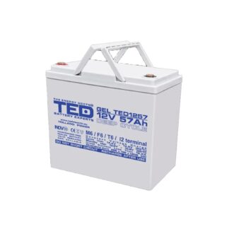 Surse alimentare - Acumulator pentru UPS sau panouri fotovoltaice TED GEL BA086431, 57Ah, 12V, M6, TED1257 Deep Cycle