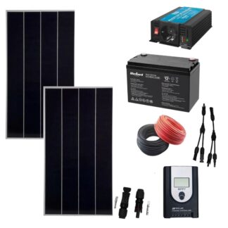 Kit sistem fotovoltaic complet 340w off grid cu invertor 300w la 220v si Acumulator 12V 100 Ah Rebel Power [1]