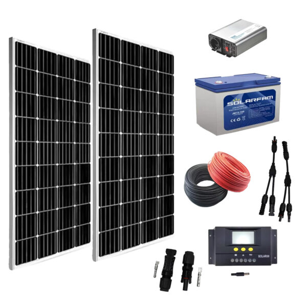 Kit sistem fotovoltaic 360w off grid cu invertor 220v si baterie gel 100ah [1]