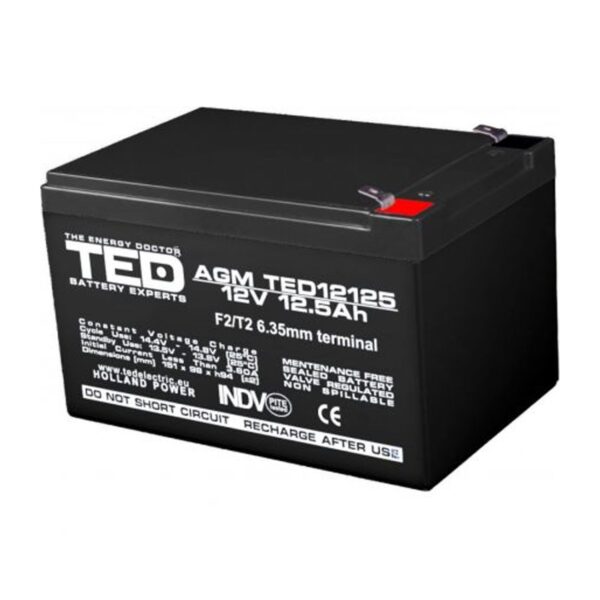 Acumulator AGM VRLA 12V 12,5A dimensiuni 151mm x 98mm x h 95mm F2 TED Battery Expert Holland TED002754 (4) [1]