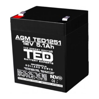Surse alimentare - Acumulator AGM VRLA 12V 5,1A dimensiuni 90mm x 70mm x h 98mm F2 TED Battery Expert Holland TED003157 (10)