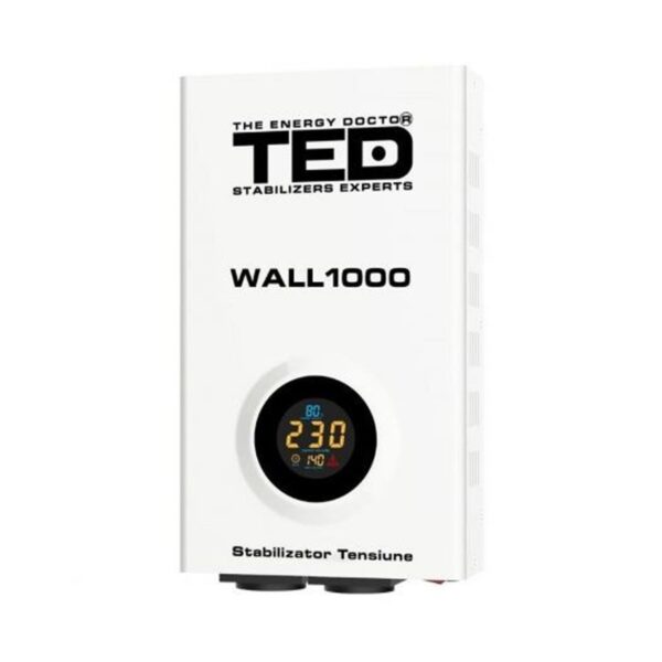Stabilizator retea maxim 1000VA-AVR LCD 2 iesiri schuko WALL TED000057 (1/4) [1]