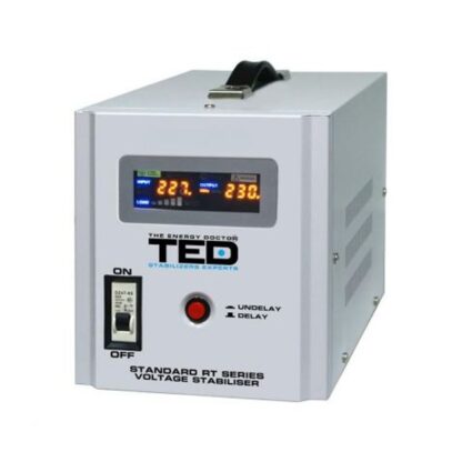 Stabilizator tensiune 3000W 230V cu 2 iesiri Schuko si sinusoidala pura + ecran LCD cu valorile tensiunii, TED Electric TED000187 [1]