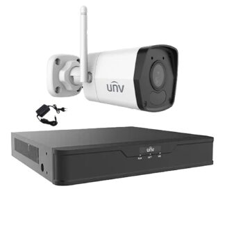 Kit Supraveghere - Sistem supraveghere video 1 camera IP Wi-Fi 2MP Smart IR 30m, 2.8mm, Microfon, NVR 4 canale 4K UNV, accesorii