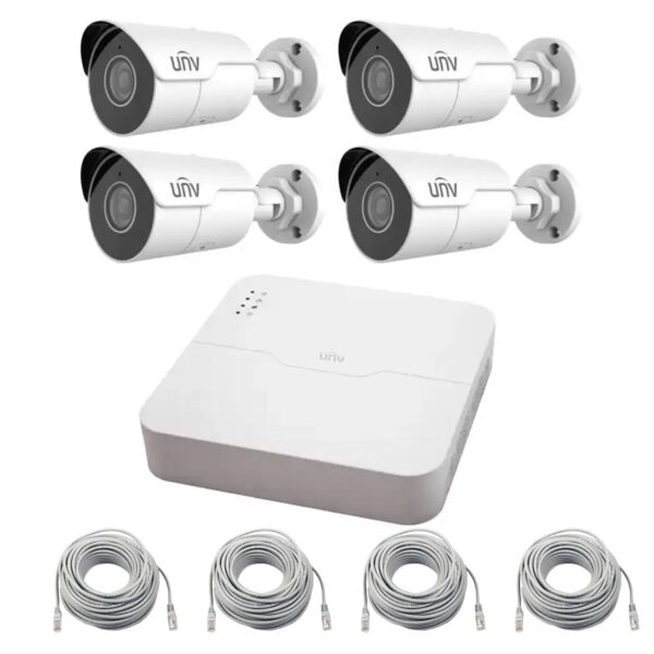 Sistem supraveghere IP PoE 4 camere UNV Starlight 4MP 2.8mm, Audio, SDcard, IR 50m, NVR 4 canale PoE, accesorii [1]