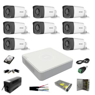 Kit Supraveghere - Kit supraveghere video profesional 8 camere Hikvision FULL HD Memorie stocare 2TB Inclusa