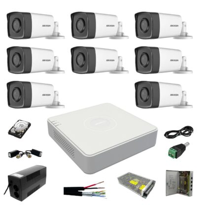 Kit supraveghere video profesional 8 camere Hikvision FULL HD Memorie stocare 2TB Inclusa [1]