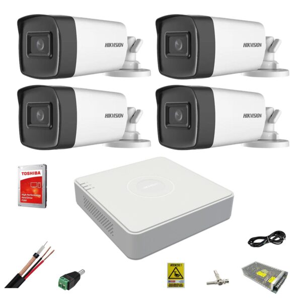 Kit supraveghere video profesional Hikvision 4 camere Full HD 1080P wide-angle 2.8mm [1]