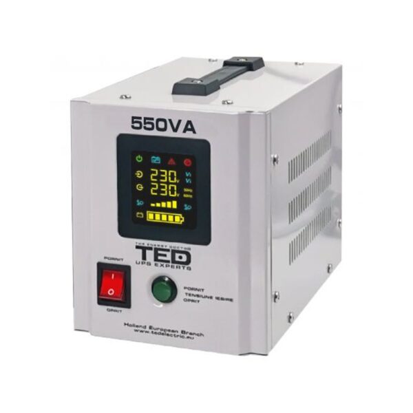 UPS 550VA/300W runtime extins utilizeaza un acumulator (neinclus) TED UPS Expert TED000354 [1]