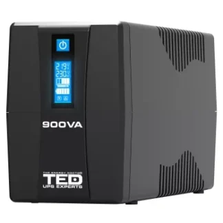 UPS Line Interactive 900VA/500W cu display LCD, stabilizator AVR si 2 iesiri Schuko, TED Electric TED001566