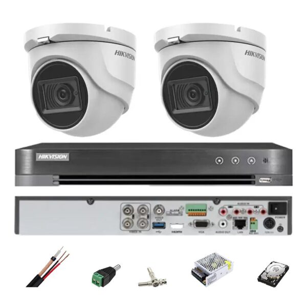 Kit supraveghere Hikvision 2 camere interior 4 in 1, 8MP, 2.8mm, IR 30m, DVR 4 canale, accesorii, hard disk [1]