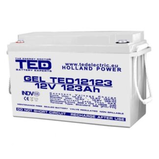 Surse alimentare - Acumulator AGM VRLA 12V 123A GEL Deep Cycle 405mm x 173mm x h 220mm F11 M8 TED Battery Expert Holland TED003508 (1)