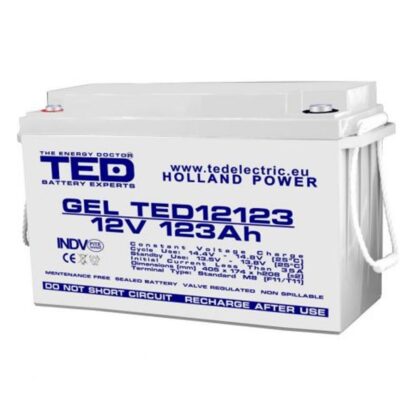 Acumulator AGM VRLA 12V 123A GEL Deep Cycle 405mm x 173mm x h 220mm F11 M8 TED Battery Expert Holland TED003508 (1) [1]