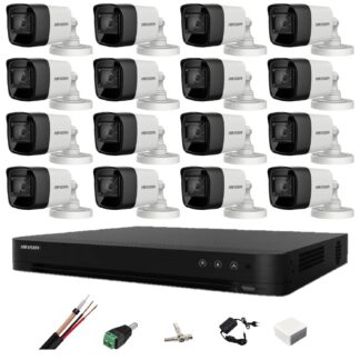 Kit Supraveghere - Sistem de supraveghere Hikvision 16 camere 8MP 4 in 1, 2.8mm, IR 30m, DVR 16 canale 4K, accesorii de montaj