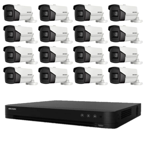 Sistem de supraveghere basic 16 Camere Hikvision 4 in 1, 8MP, lentila 3.6mm, IR 80m, DVR 16 canale 4K [1]