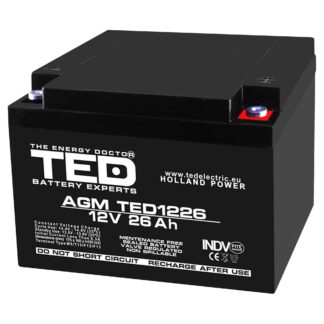 Surse alimentare - Acumulator AGM VRLA 12V 26A dimensiuni 165mm x 175mm x h 126mm M5 TED Battery Expert Holland TED003638 (1)