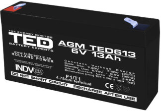 Acumulatori Panouri Fotovoltaice - Acumulator AGM VRLA 6V 13A dimensiuni 151mm x 50mm x h 95mm F1 TED Battery Expert Holland TED003010 (10)