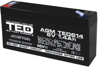 Acumulatori si baterii - Acumulator AGM VRLA 6V 1,4A dimensiuni 97mm x 25mm x h 54mm F1 TED Battery Expert Holland TED002839 (40)