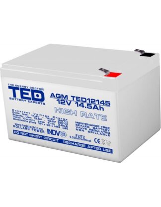 Surse alimentare - Acumulator AGM VRLA 12V 14,5A High Rate 151mm x 98mm x h 95mm F2 TED Battery Expert Holland TED002792 (4)