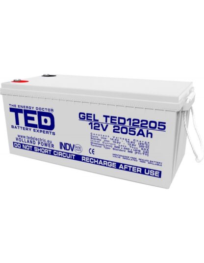 Acumulator AGM VRLA 12V 205A GEL Deep Cycle 525mm x 243mm x h 220mm M8 TED Battery Expert Holland TED003522 (1) [1]