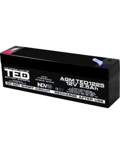 Acumulator AGM VRLA 12V 2,5A dimensiuni 178mm x 34mm x h 60mm F1 TED Battery Expert Holland TED003096 (20) [1]