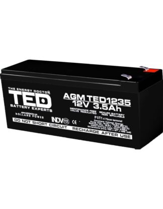 Acumulatori Panouri Fotovoltaice - Acumulator AGM VRLA 12V 3,5A dimensiuni 134mm x 67mm x h 60mm F1 TED Battery Expert Holland TED003133 (10)