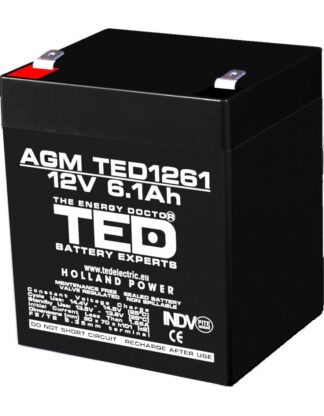 Surse alimentare - Acumulator AGM VRLA 12V 6,1A dimensiuni 90mm x 70mm x h 98mm F2 TED Battery Expert Holland TED003171 (10)