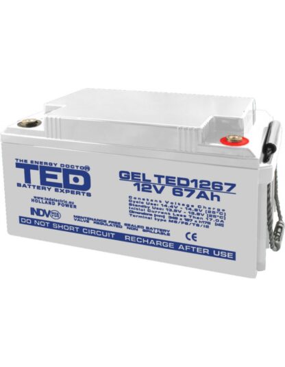 Acumulator AGM VRLA 12V 67A GEL Deep Cycle 350mm x 166mm x h 176mm M6 TED Battery Expert Holland TED003461 (1) [1]