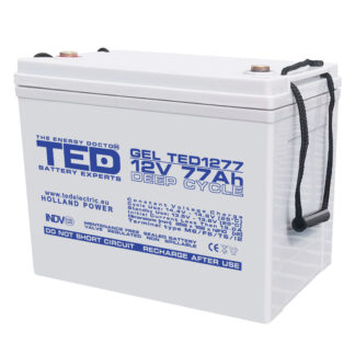 Panouri solare si accesorii - Acumulator AGM VRLA 12V 77A GEL Deep Cycle 260mm x 167mm x h 210mm M6 TED Battery Expert Holland TED003409 (1)