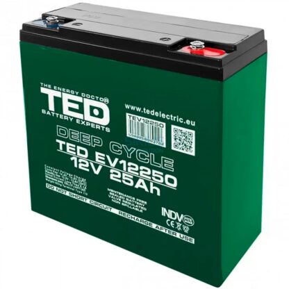 Acumulator AGM VRLA 12V 25A Deep Cycle 181mm x 76mm x h 167mm pentru vehicule electrice M5 TED Battery Expert Holland TED003782 (2) [1]