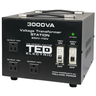 Camere supraveghere IP - Transformator 230-220V la 110-115V 3000VA/2400W cu carcasa TED000248