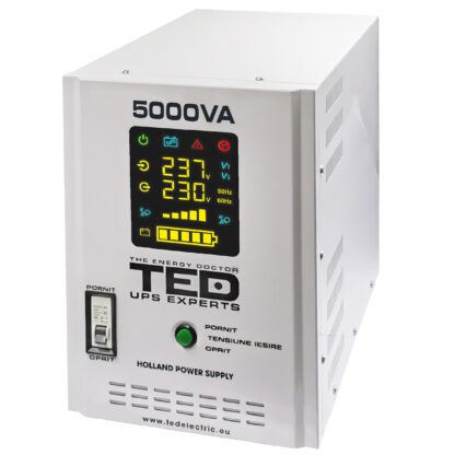UPS 5000VA/3500W runtime extins utilizeaza doi acumulatori (neinclusi) TED UPS Expert TED001689 [1]