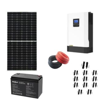 Sistem off grid 5KW cu 12 Panouri fotovoltaice monocristaline 375W, Acumulator 12V 100 Ah Rebel Power, Invertor hybrid 5.5 kw, Cablu solar rosu si negru 40m, Pachet 12 Conectori [1]