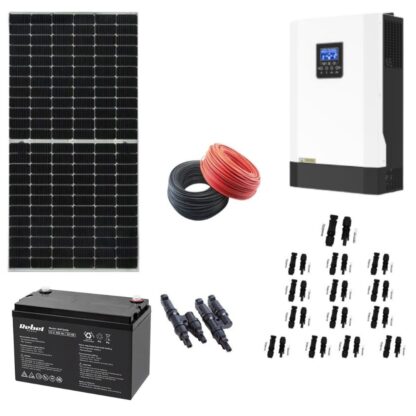 KIT sistem fotovoltaic off-grid 5.5KW pro cu 14 Panouri monocristaline double glasses 375W, tier 1, clasa A, cu 8 Acumulatori 12V 100 Ah Rebel Invertor hybrid [1]
