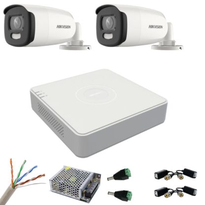 Kit de supraveghere Hikvision 2 camere 5MP ColorVu, Color noaptea 40m, DVR cu 4 canale 8 MP, accesorii incluse [1]