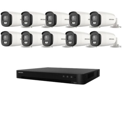 Sistem de supraveghere Hikvision 10 camere 5MP ColorVu, Color noaptea 40m, DVR cu 16 canale 8MP [1]