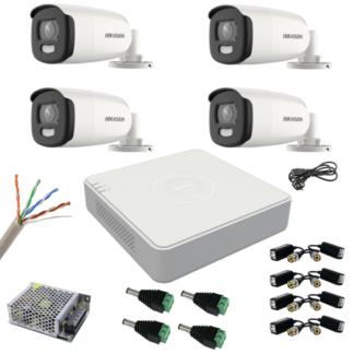 Kit Supraveghere - Sistem supraveghere Hikvision 4 camere 5MP ColorVu, Color noaptea 40m DVR cu 4 canale 8MP Accesorii incluse