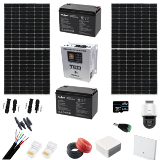 Kit complet Fotovoltaic Monocristalin, Acumulatori 12V 100AH, Invertor 1800W + CADOU Camera de supraveghere IP, Color Noaptea 30m, lentila 2.8mm si Router 4G [1]