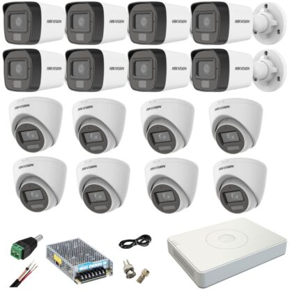 Sistem supraveghere mixt 16 camere Hikvision 5MP Dual Light DVR 4MP cu accesorii incluse [1]