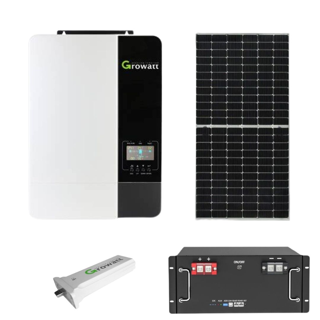 Kit sistem fotovoltaic Off Grid 5kW cu 14 panouri monocristaline 375W, Baterie litiu Lifepo4 Basen Invertor Growatt