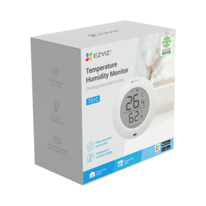 Senzor de temperatura si umiditate Smart Home EZVIZ, afisaj 1.8 inch, comunicare Wireless ZigBee CS-T51C [1]